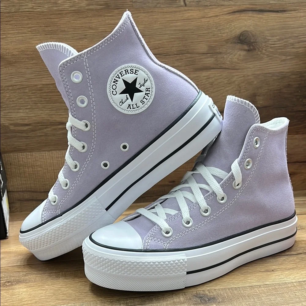 Converse Purple and White High-Top Sneakers